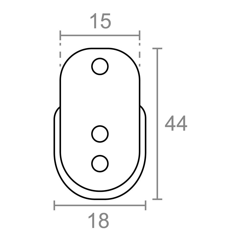 Soporte para tubo armario oval, modelo sta06, de zamak con acabado en aluminio, 44 x 15 x 10 mm, 2 uds, blister