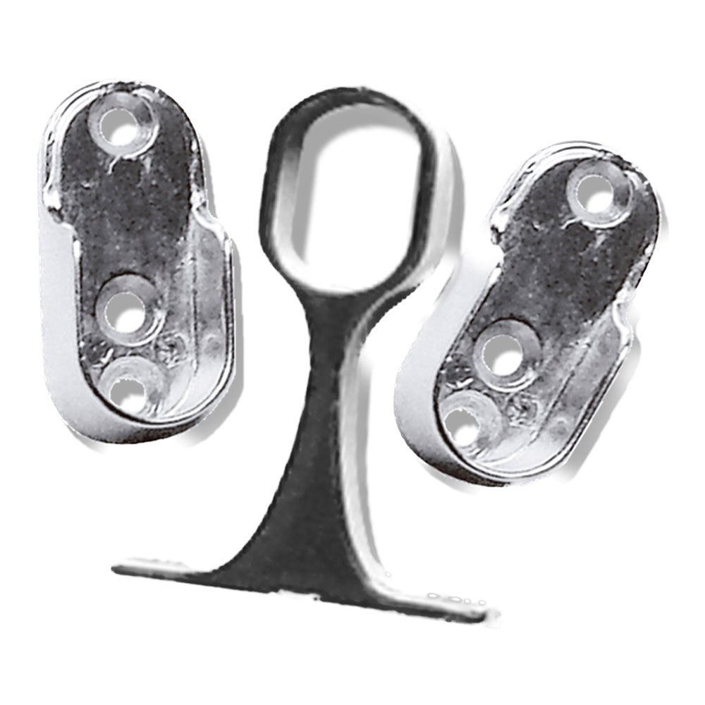 Soporte para tubo armario oval, lateral y central, modelo sta06 y sta08, de zamak con acabado en aluminio, 44 x 15 x 10 mm, 2 + 1 uds, blister