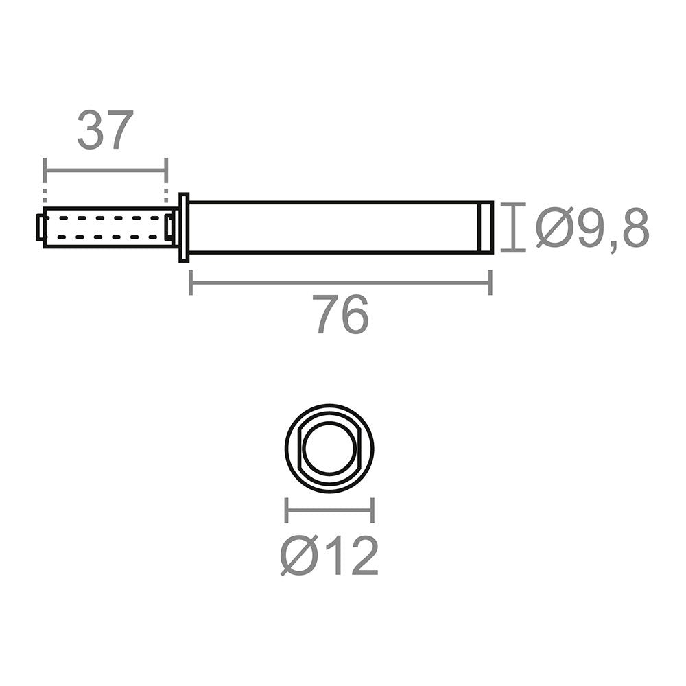 Expulsor de embutir, con imán, modelo im11, de nylon con acabado gris, ø12 x 76 mm, blister