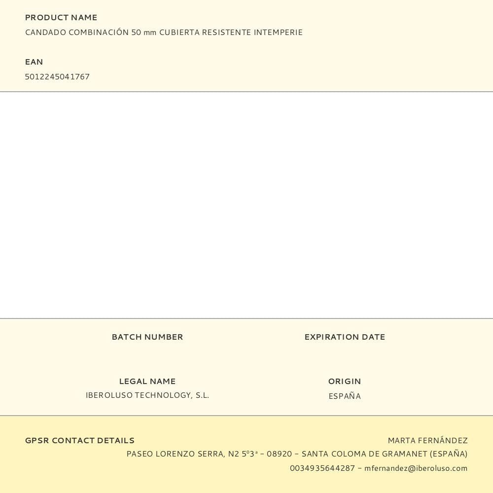 Candado combinación 50 mm cubierta resistente intemperie