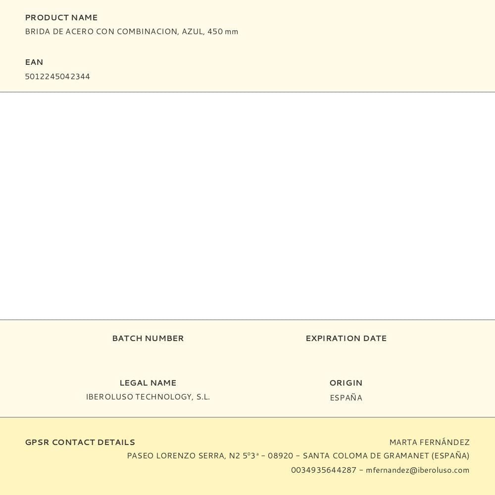 Brida de acero con combinacion, azul, 450 mm