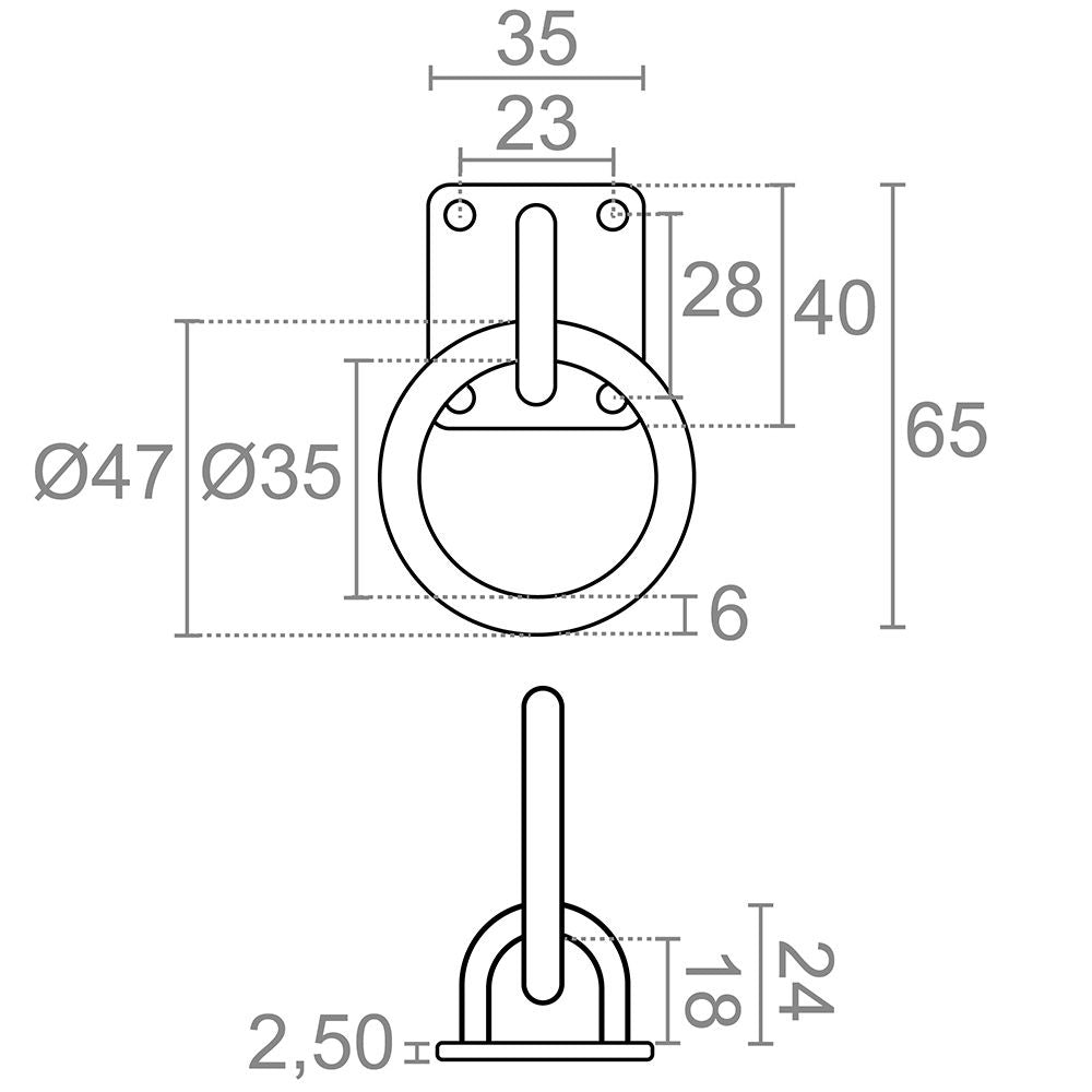 Placa amarre con anilla ap13, 6 mm, inoxidable, blister 2 uds
