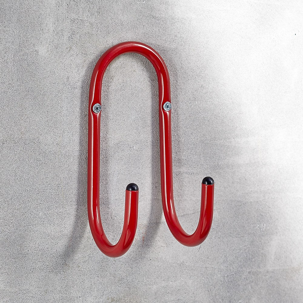 Gancho doble forrado con tubo rojo, ø 10 mm, 80 x 80 x 160 mm