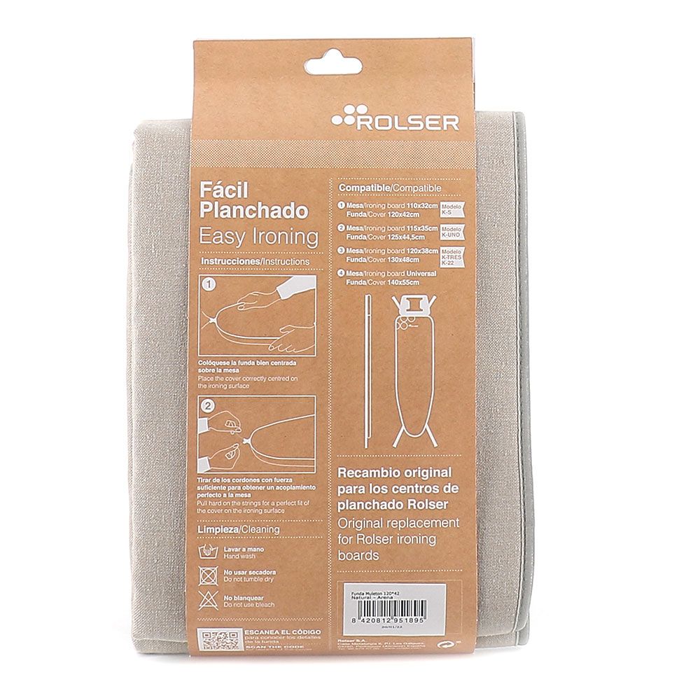 Funda color arena para tablas de planchar 120 x 42 cm