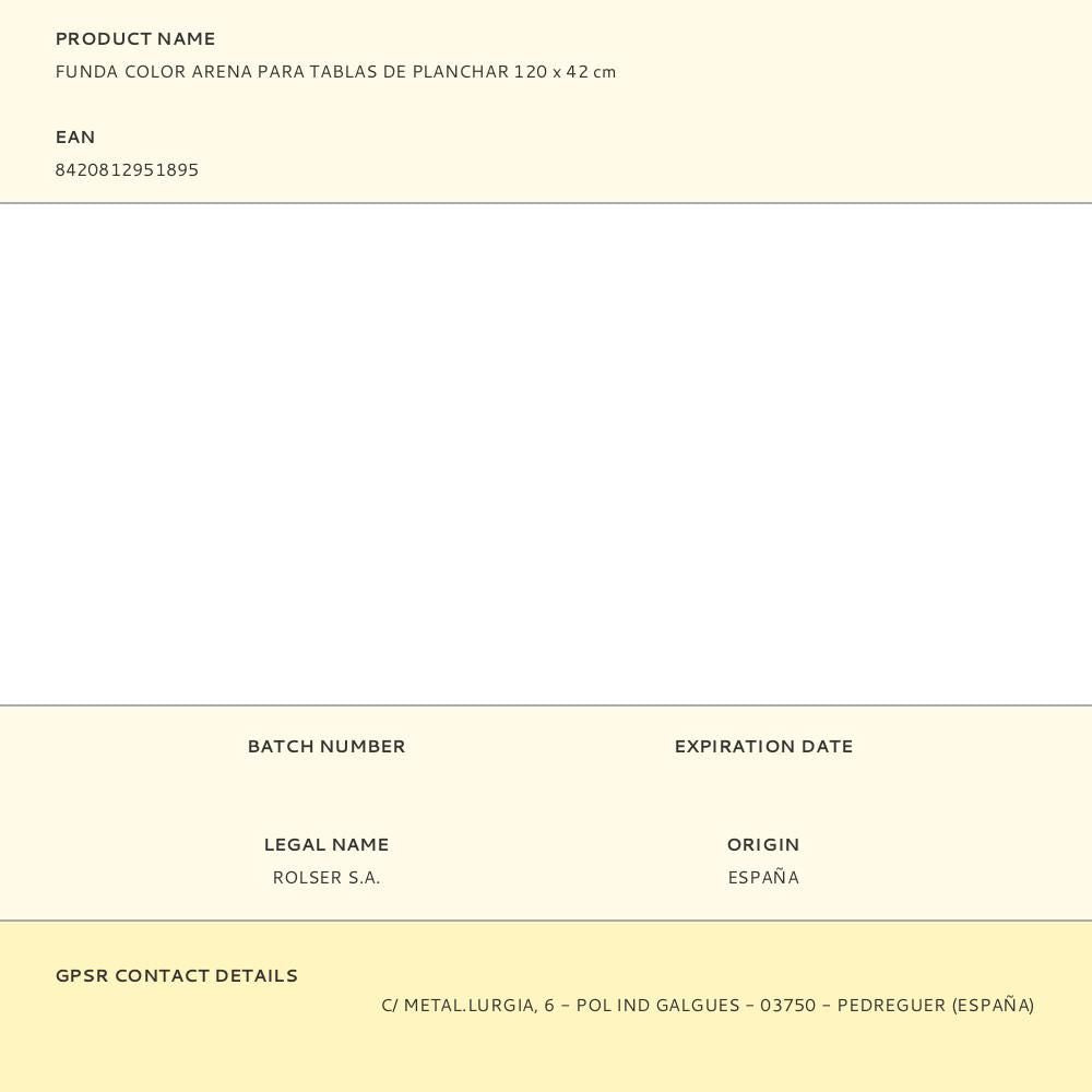 Funda color arena para tablas de planchar 120 x 42 cm