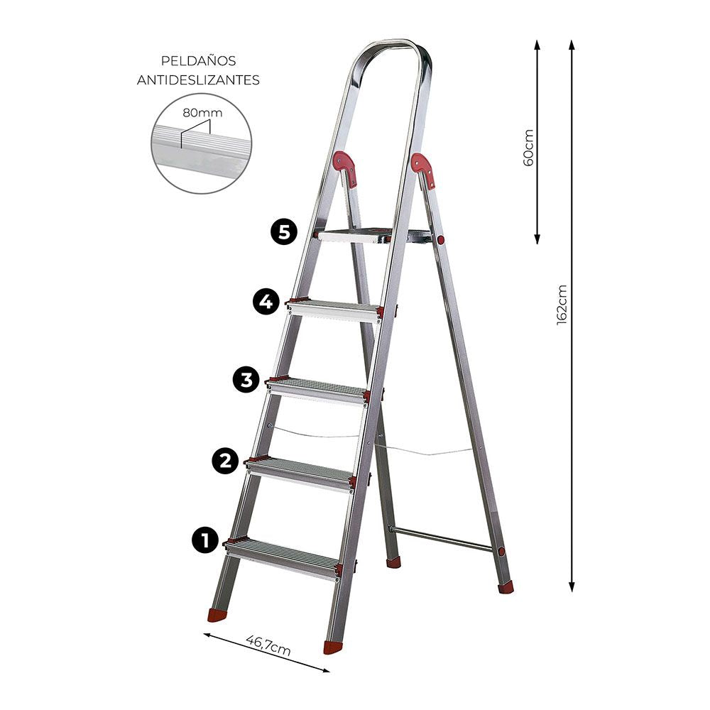 Escalera unica 5 peldaños 101 cm