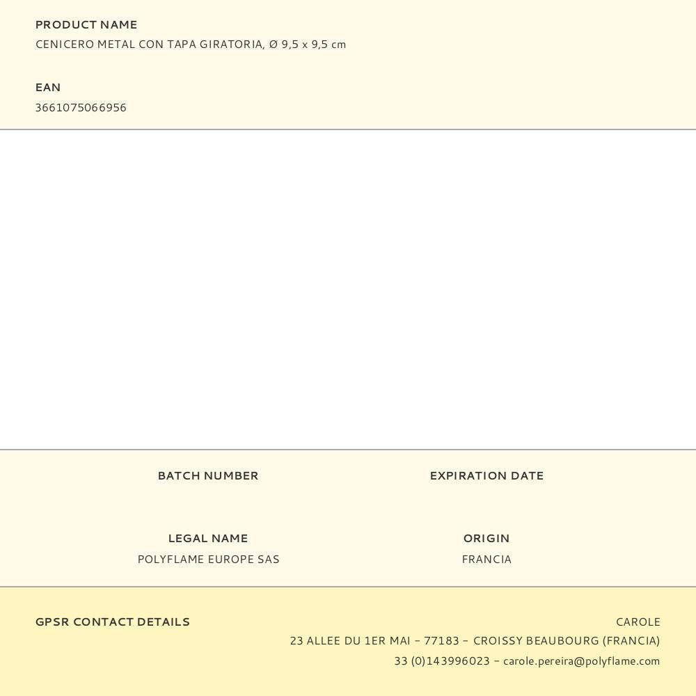 Cenicero metal con tapa giratoria, ø 9,5 x 9,5 cm