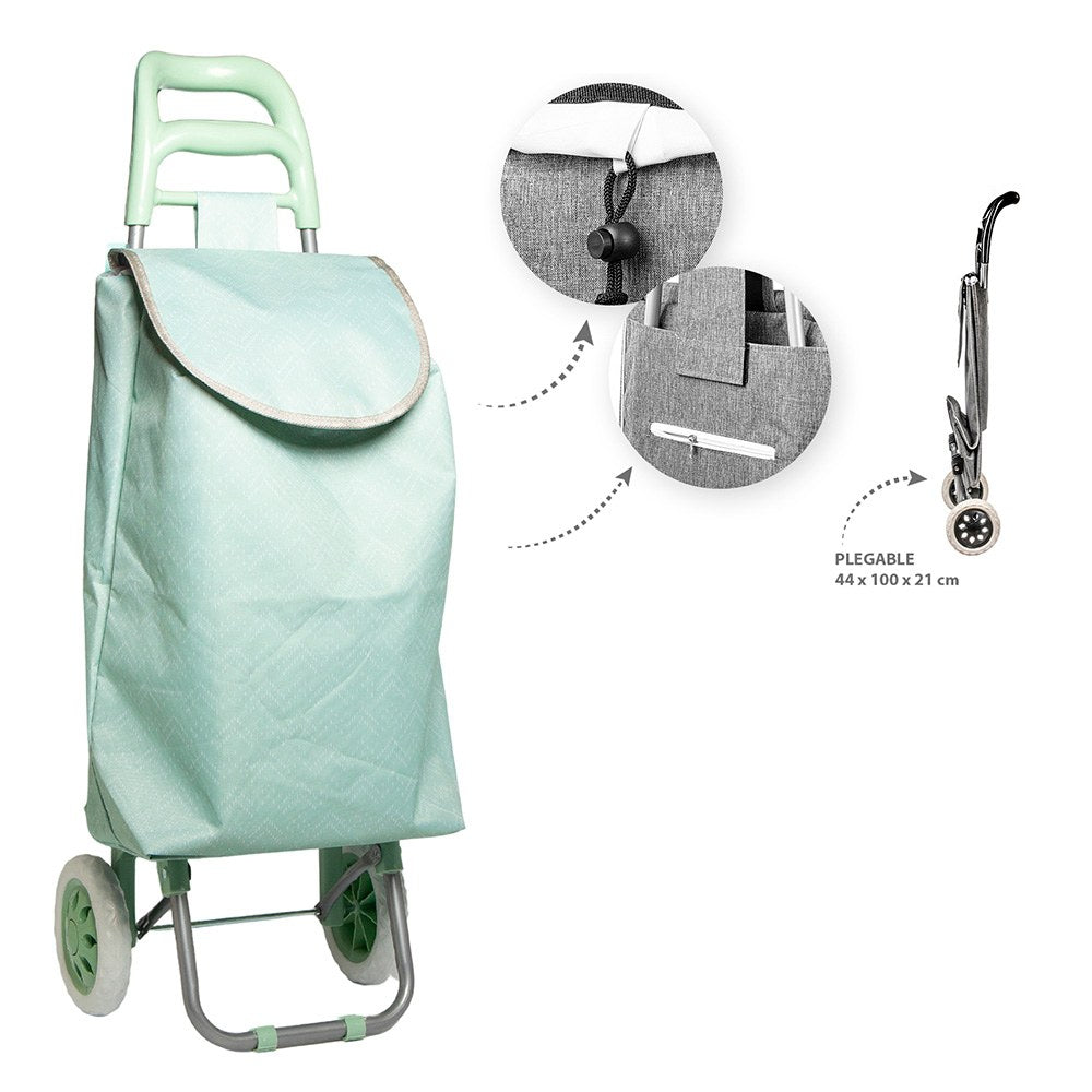 Carro de la compra plegable, verde, 2 ruedas