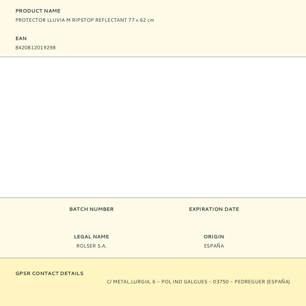 Protector lluvia m ripstop reflectant 77 x 62 cm