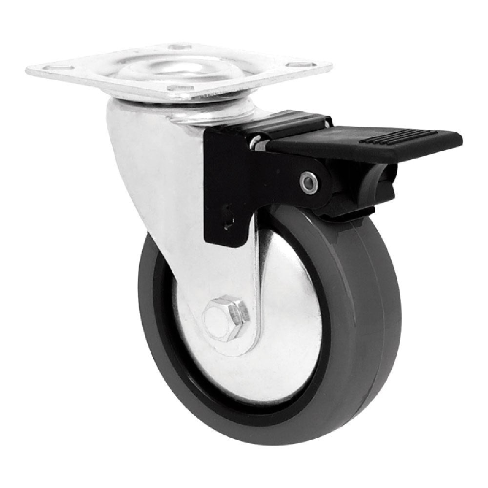 Rueda mobiliario emily, con freno, goma gris, placa 46 x 46 mm, ø40 mm