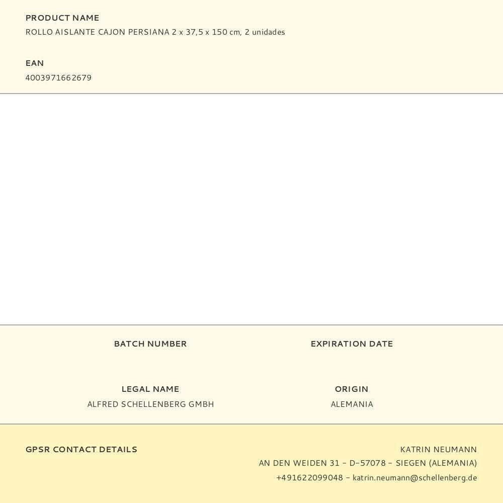 Rollo aislante cajon persiana 2 x 37,5 x 150 cm, 2 unidades