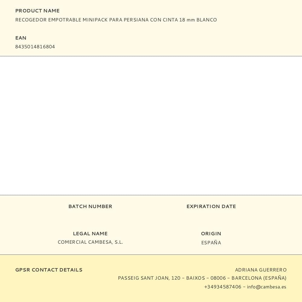 Recogedor empotrable minipack para persiana con cinta 18 mm blanco