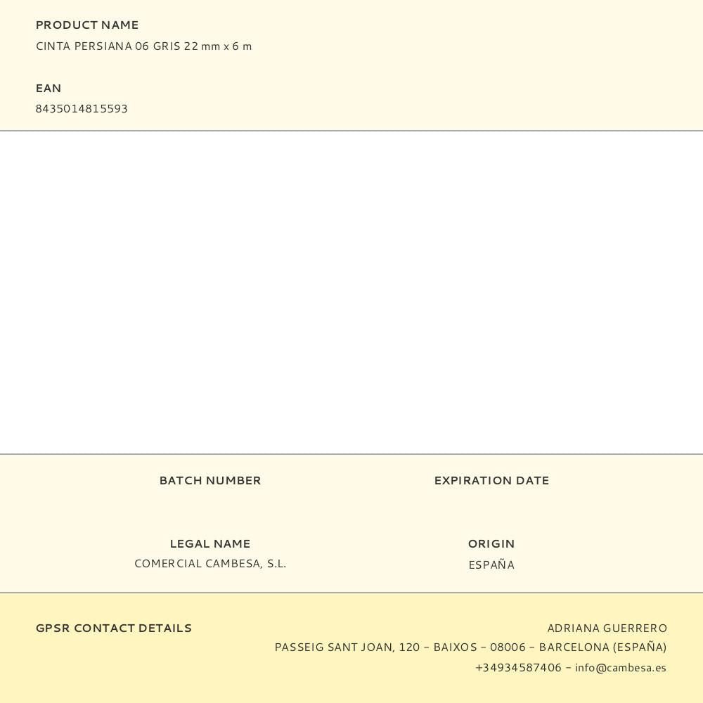 Cinta persiana 06 gris 22 mm x 6 m