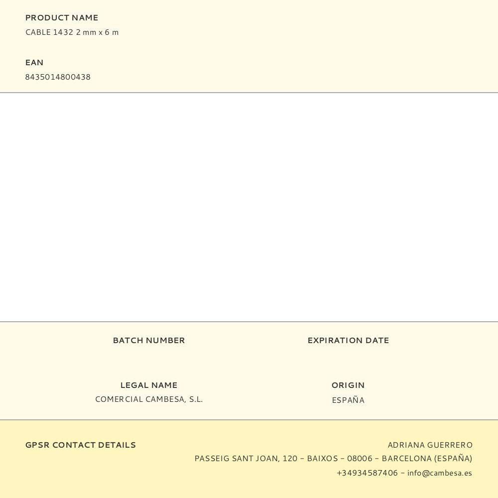 Cable 1432 2 mm x 6 m