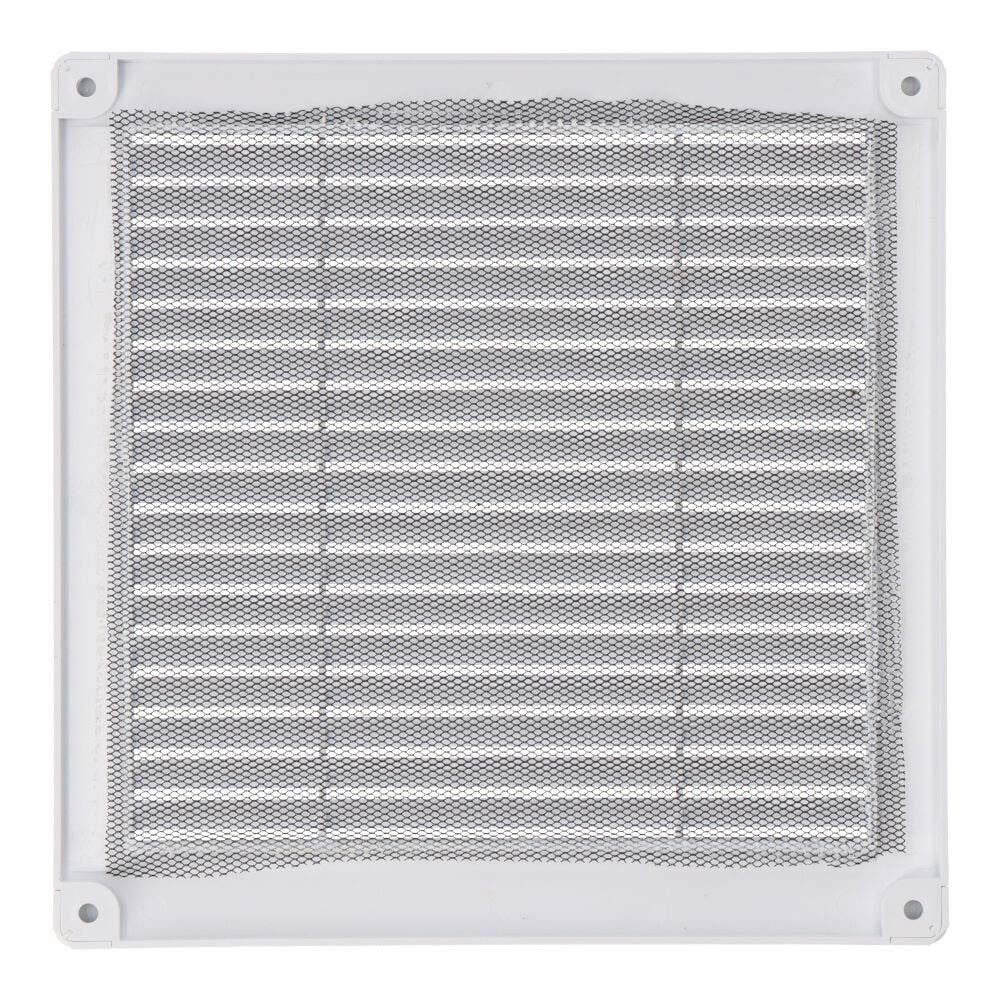 Rejilla ventilación cuadrada con tapones y mosquitera 200x200x7mm abs blanca