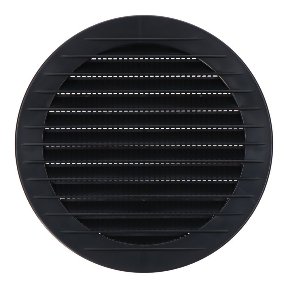 Rejilla ventilación redonda empotrable con mosquitera ø125mm abs gris antracita