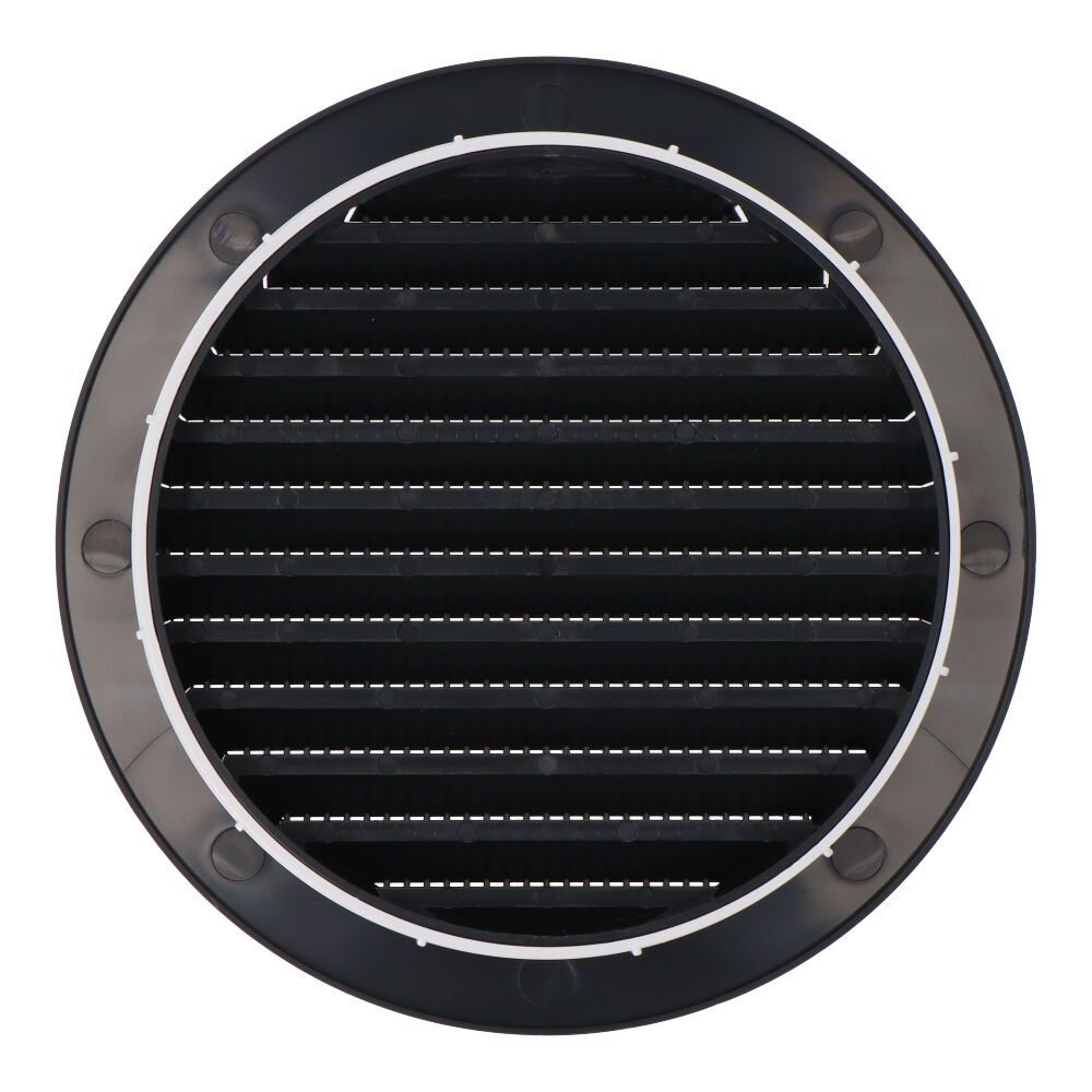 Rejilla ventilación redonda empotrable con mosquitera ø125mm abs gris antracita