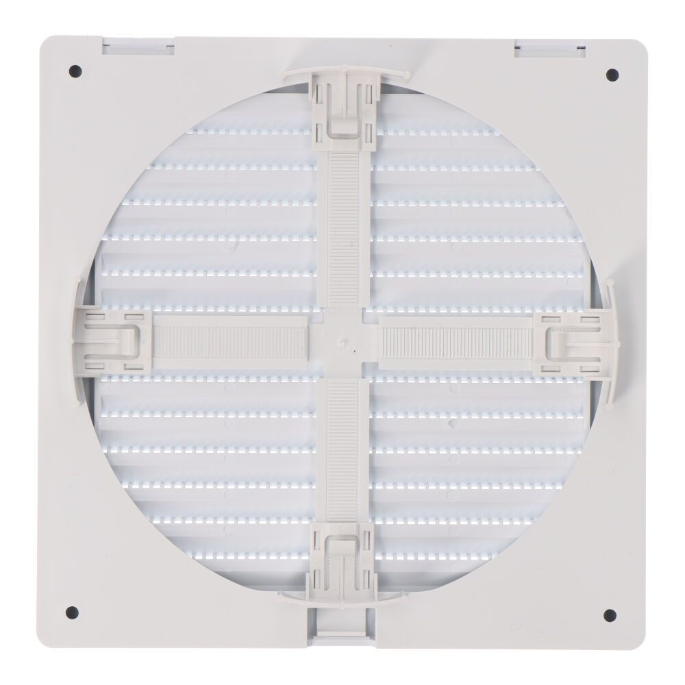 Rejilla ventilación cuadrada empotrable ajustable ø 80-150 con mosquitera 170x170x11,5mm abs blanca