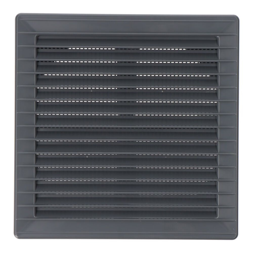 Rejilla ventilación cuadrada empotrable ajustable ø 80-150 con mosquitera 170x170x11,5mm abs gris