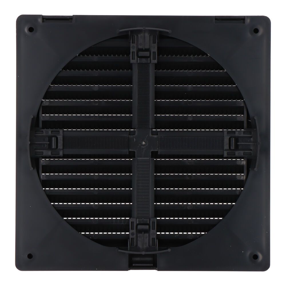Rejilla ventilación cuadrada empotrable ajustable ø 80-150 con mosquitera 170x170x11,5mm abs gris antracita