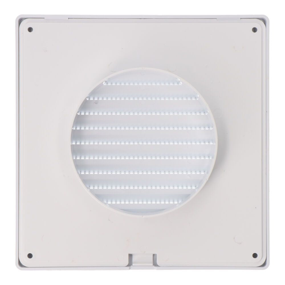 Rejilla ventilación cuadrada empotrable ø 100mm con mosquitera 170x170x10mm abs blanca