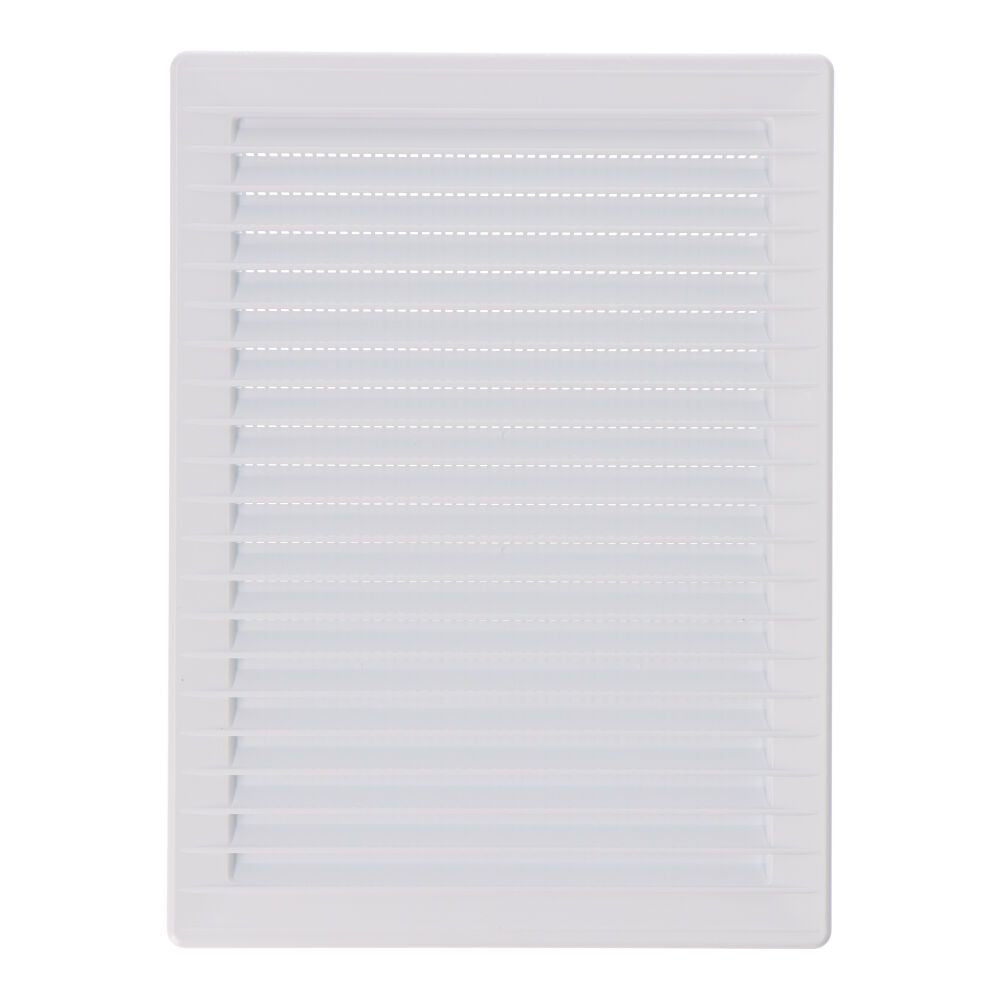 Rejilla ventilacíón rectangular empotrable con mosquitera abs 137x207mm blanco