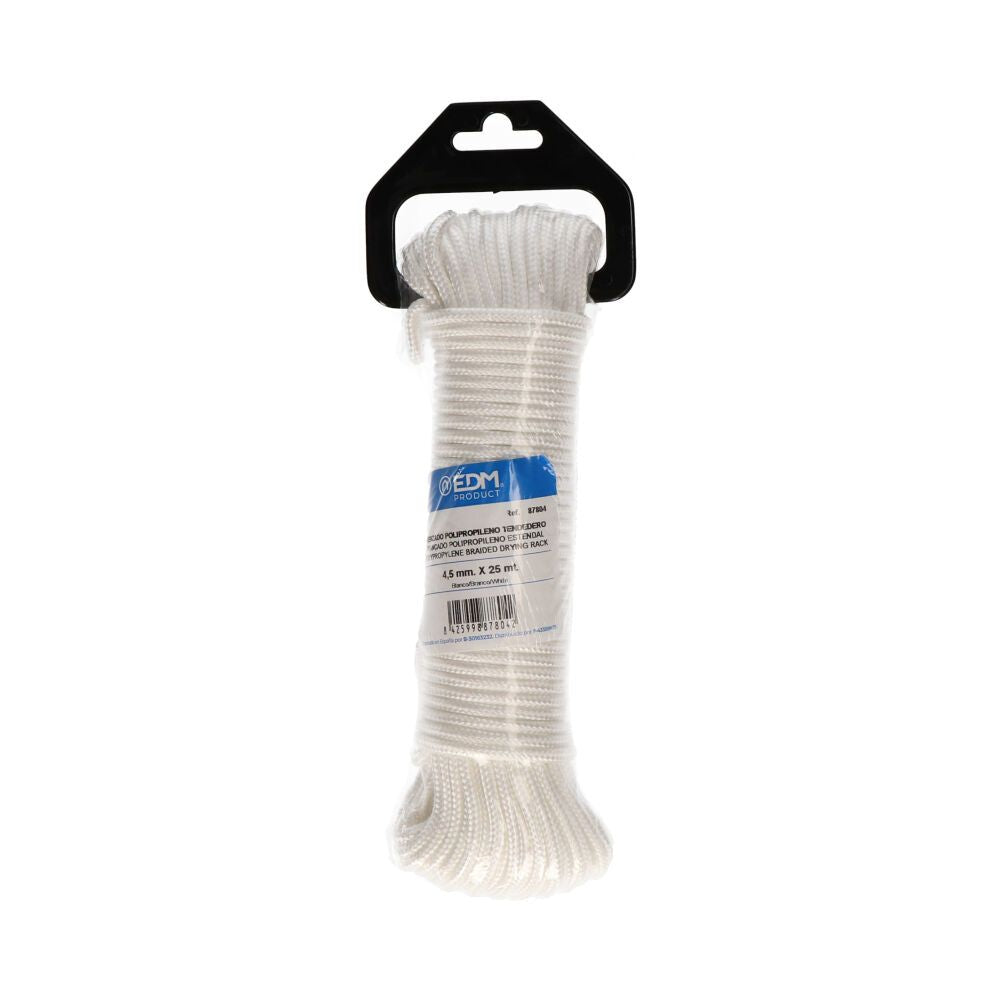 Cordón trenzada tendedero polipropileno blanco, calibre 4,5 mm x 25 m
