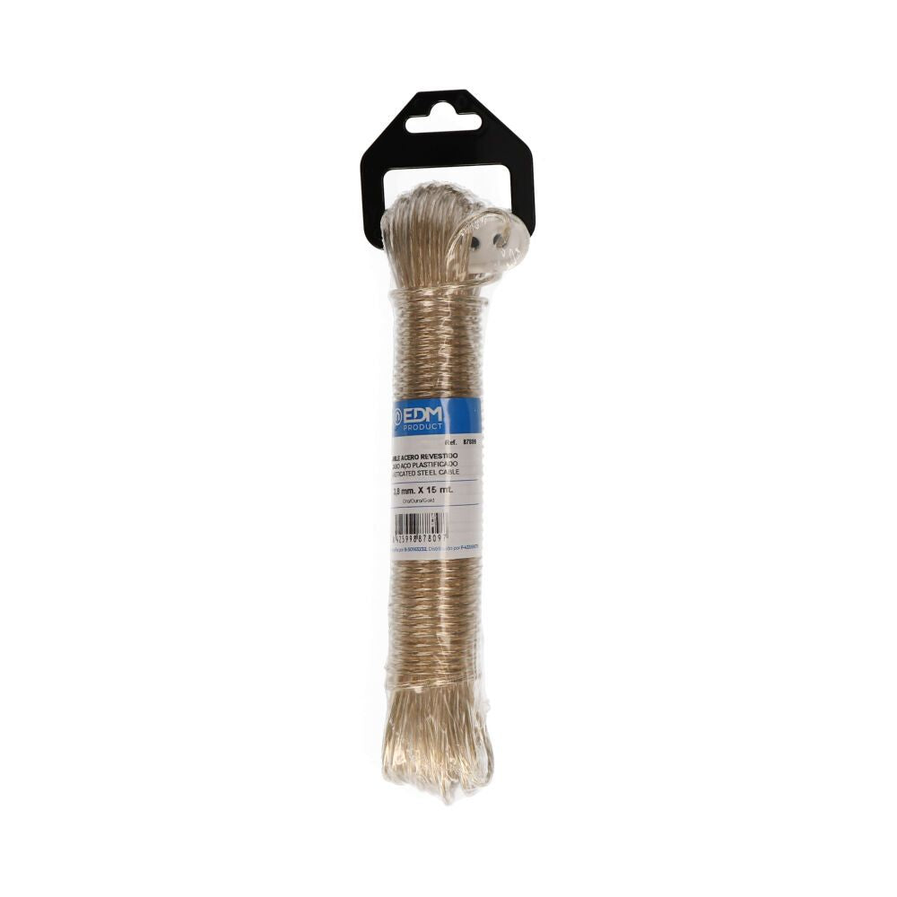 Cable acero plastificado oro 15 m