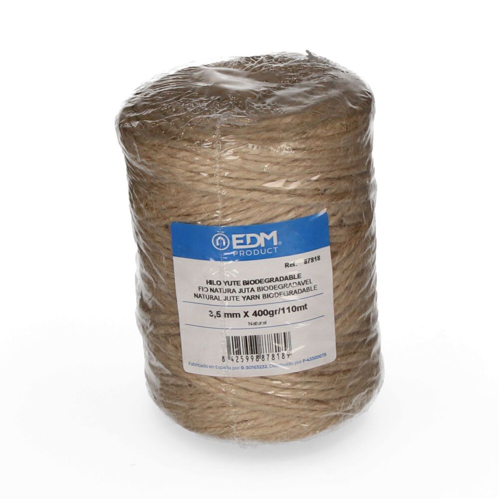 Cordel yute natural 3 cabos calibre 3,5 mm x 110 m