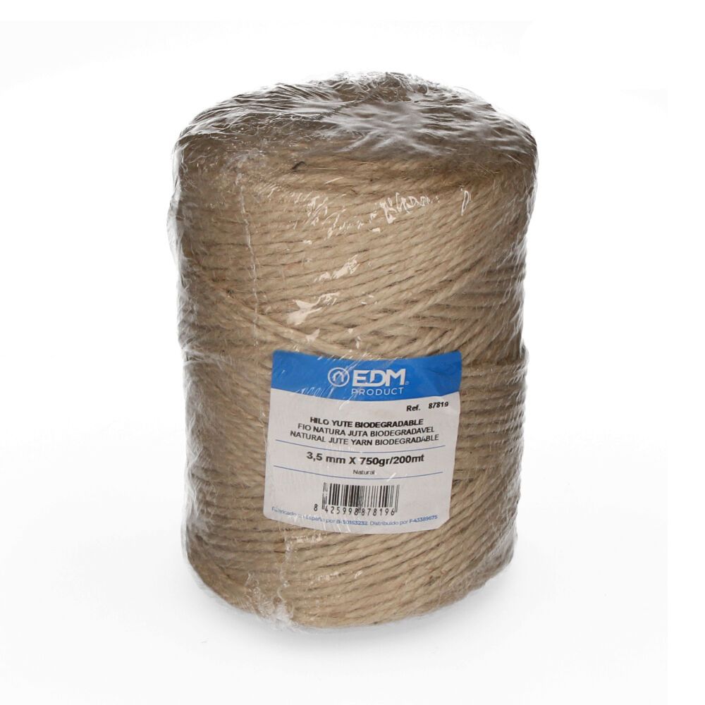 Cordel yute natural 3 cabos calibre 3,5 mm x 200 m