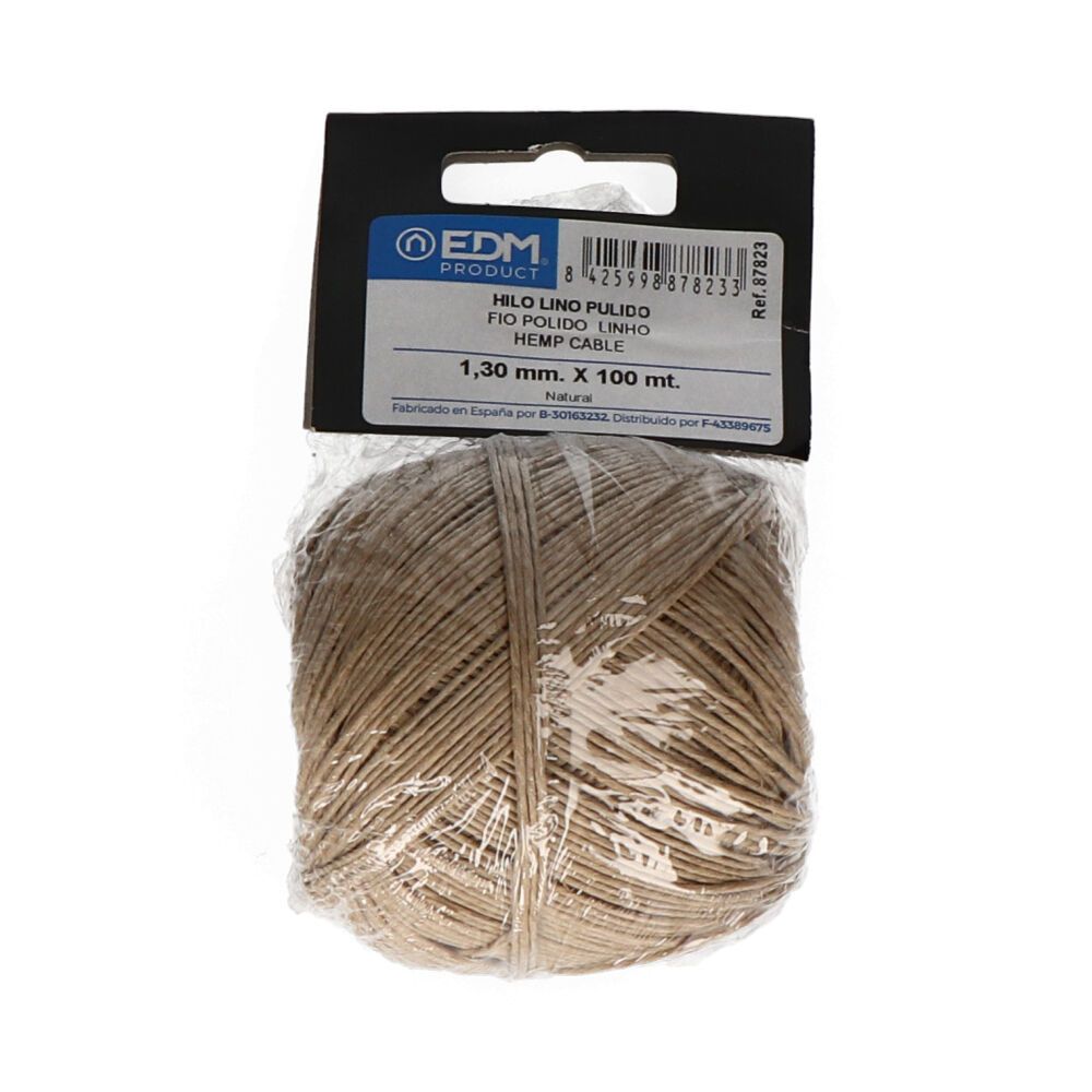 Cordel pulido de cañamo calibre 1,3 mm x 100 m
