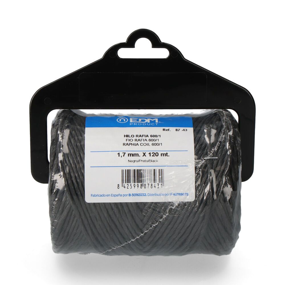 Cordel rafia negro 600/1 calibre 1,7 mm x 120 m
