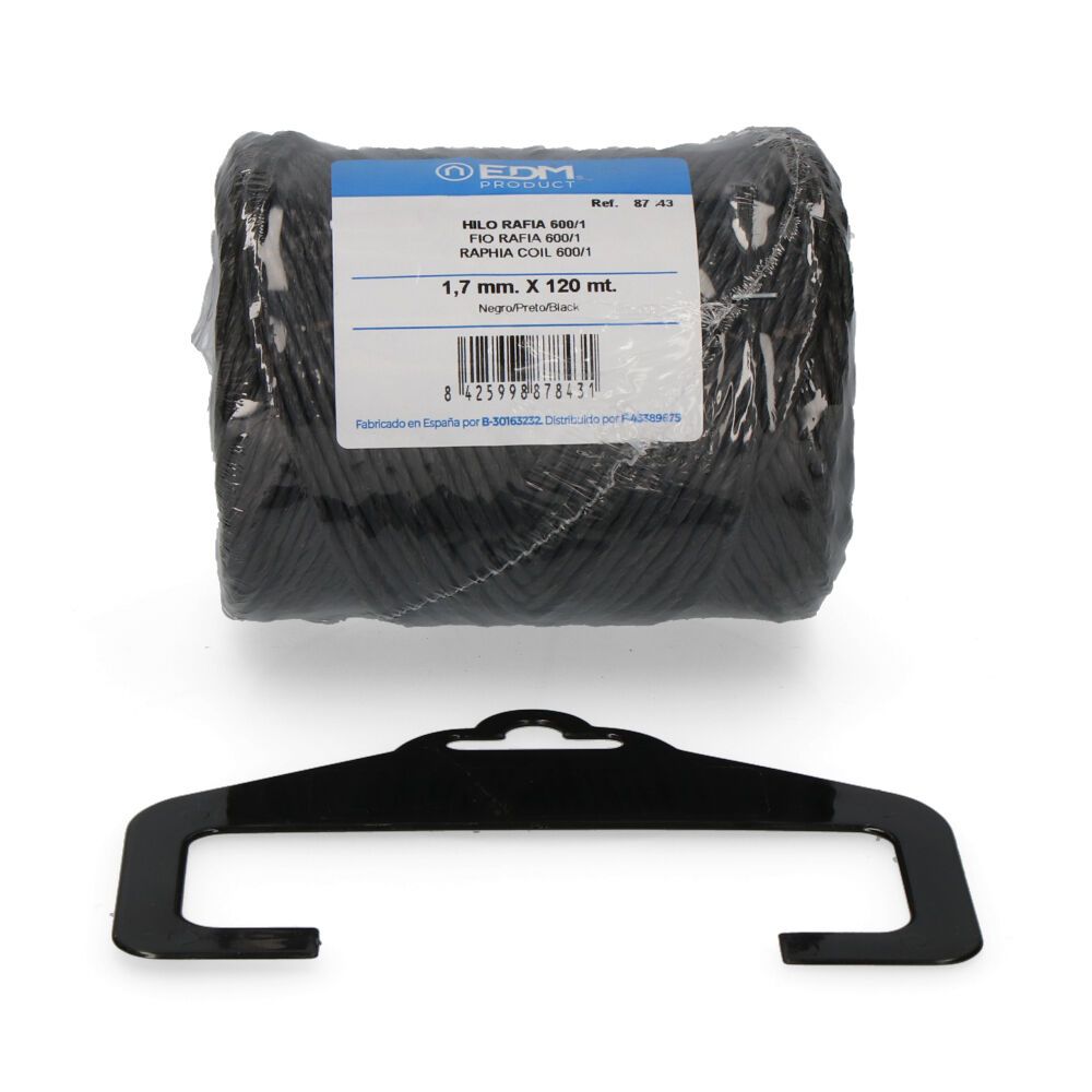 Cordel rafia negro 600/1 calibre 1,7 mm x 120 m