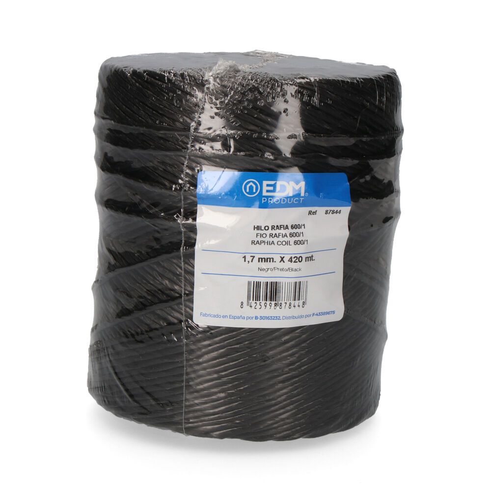 Cordel rafia negro 600/1 calibre 1,7 mm x 420 m