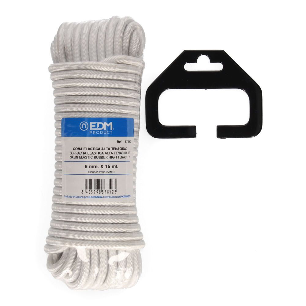 Cuerda de goma elástica blanca calibre 6 mm x 15 m
