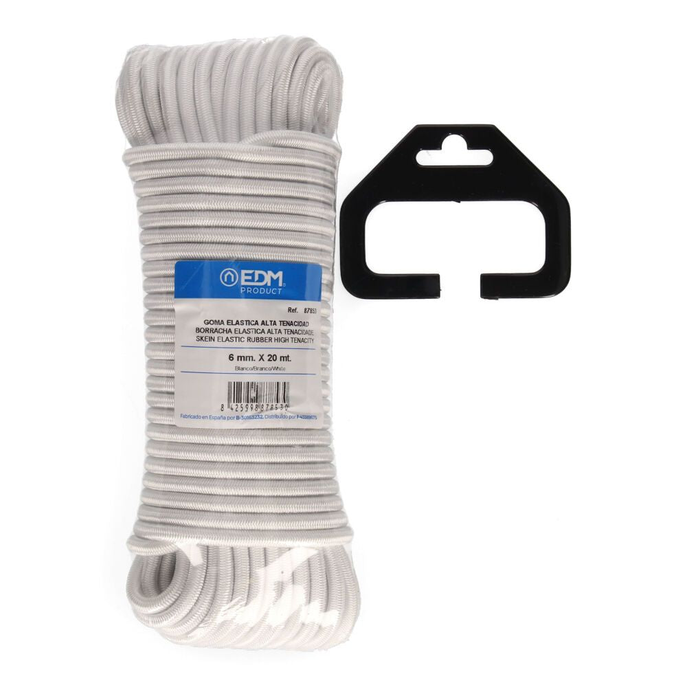 Cuerda de goma elástica blanca calibre 6 mm x 20 m