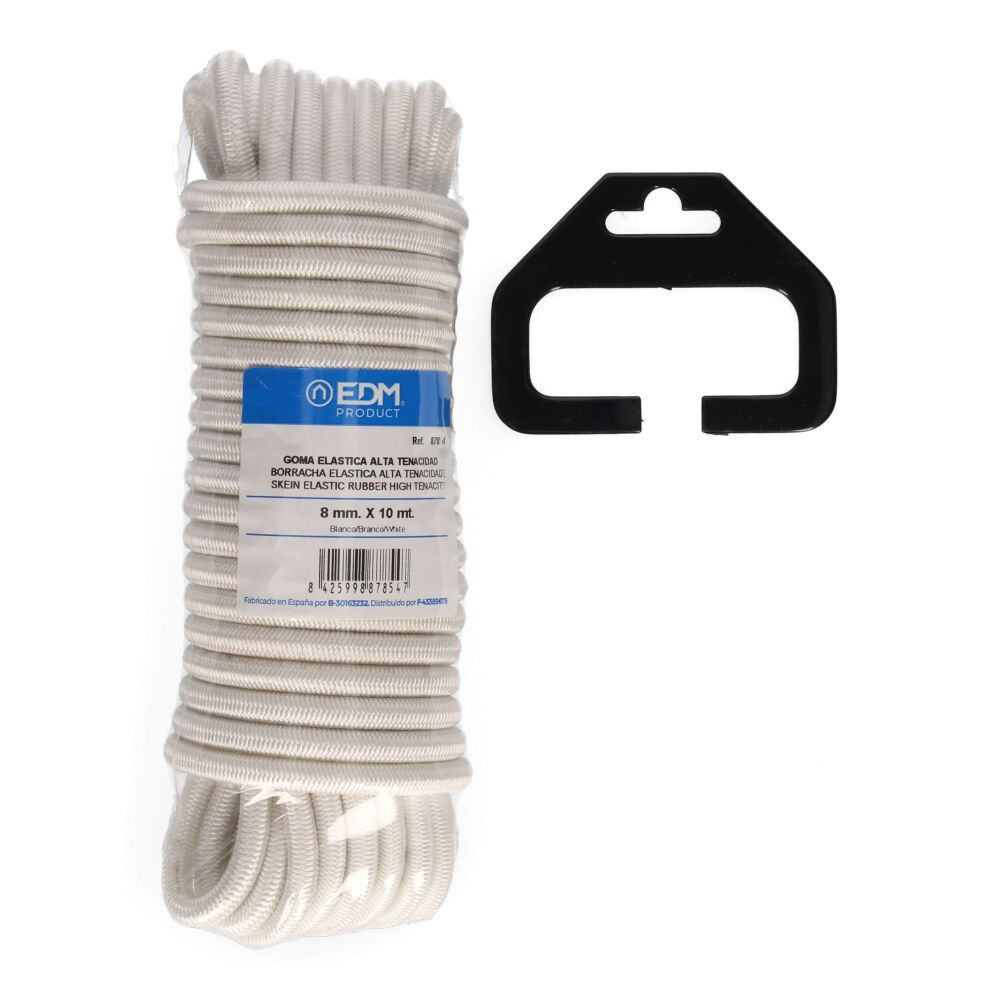 Cuerda de goma elástica blanca calibre 8 mm x 10 m