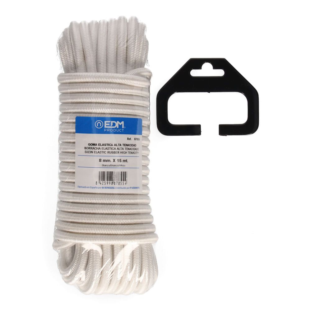 Cuerda de goma elástica blanca calibre 8 mm x 15 m