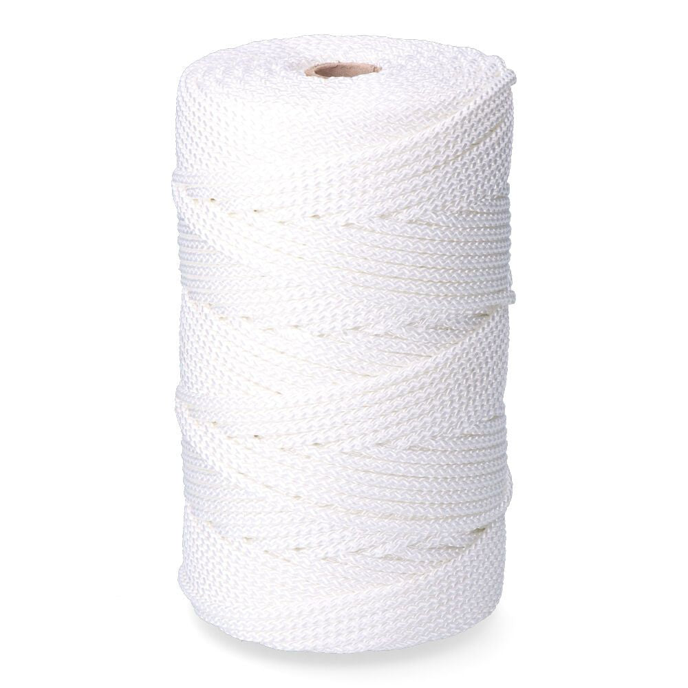 Cordón trenzado poliéster granete blanco, calibre 6 mm x 200 m