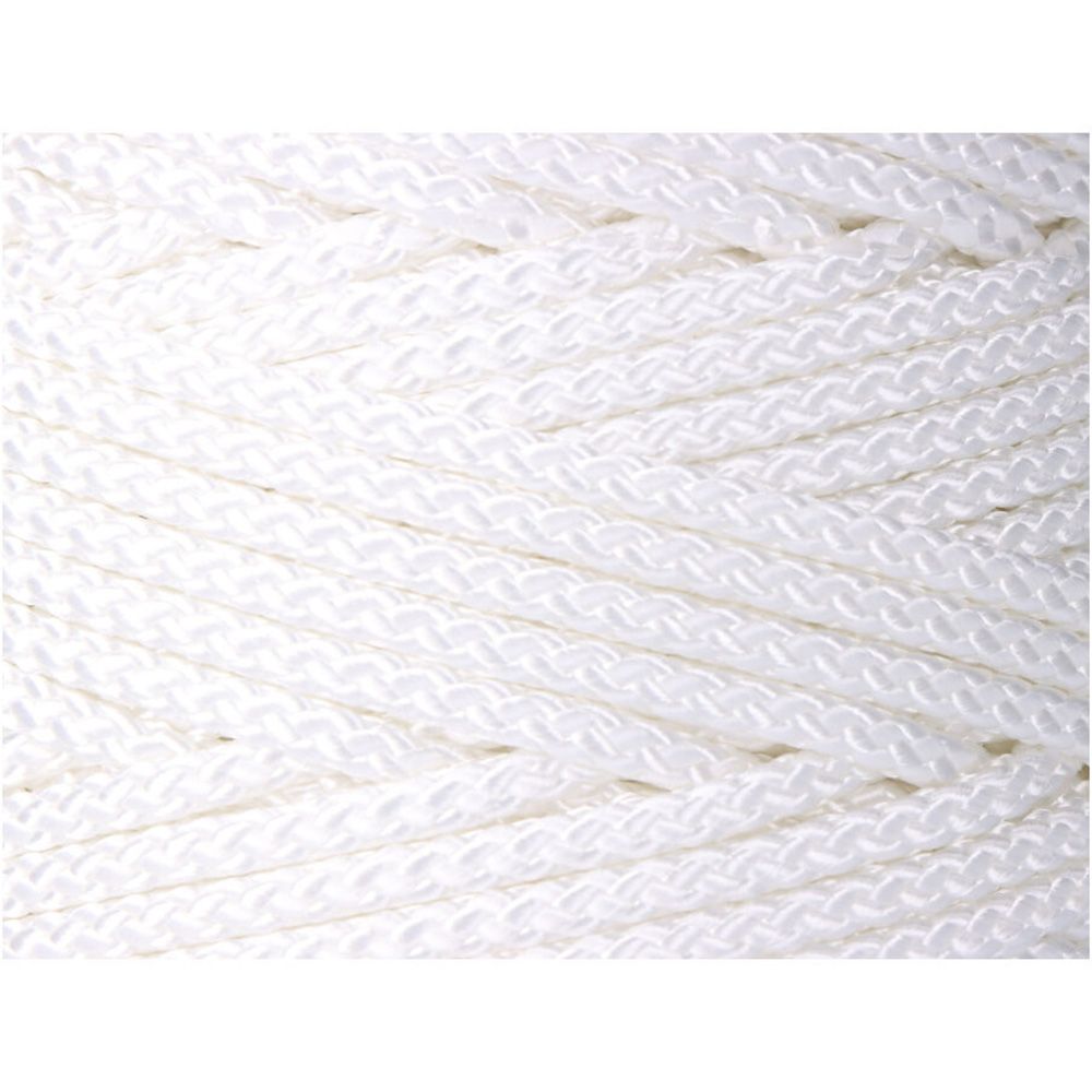 Cordón trenzado poliéster granete blanco, calibre 6 mm x 200 m