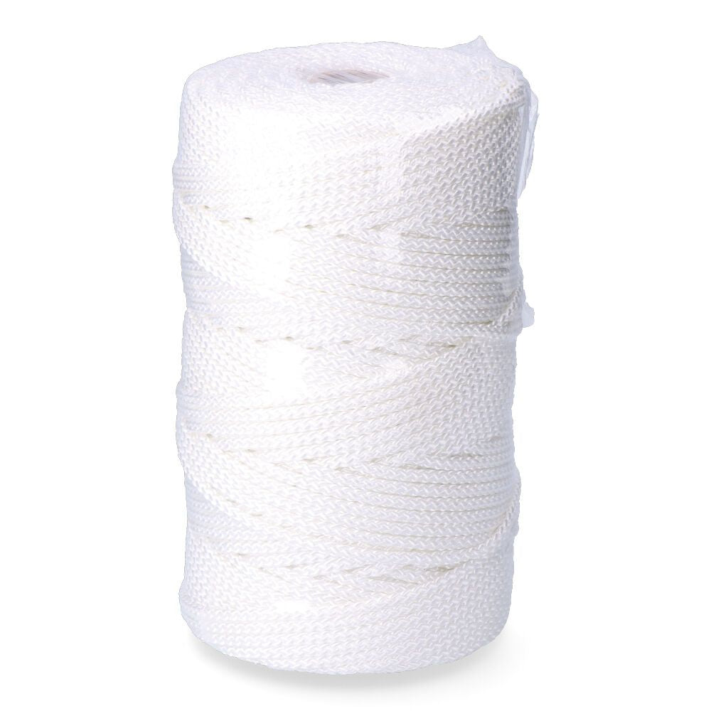 Cordón trenzado poliéster granete blanco, calibre 6 mm x 200 m