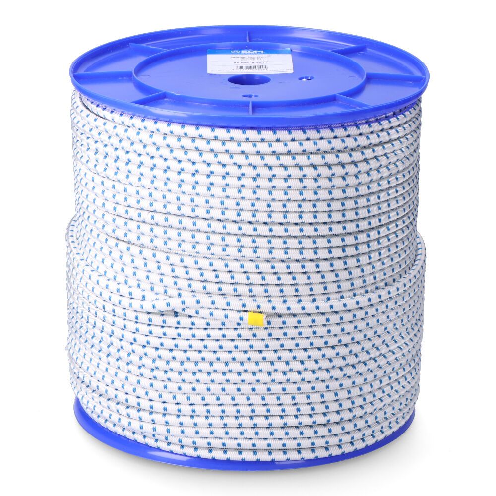 Cuerda de goma elástica blanca / azul poliéster calibre 6 mm x 200 m