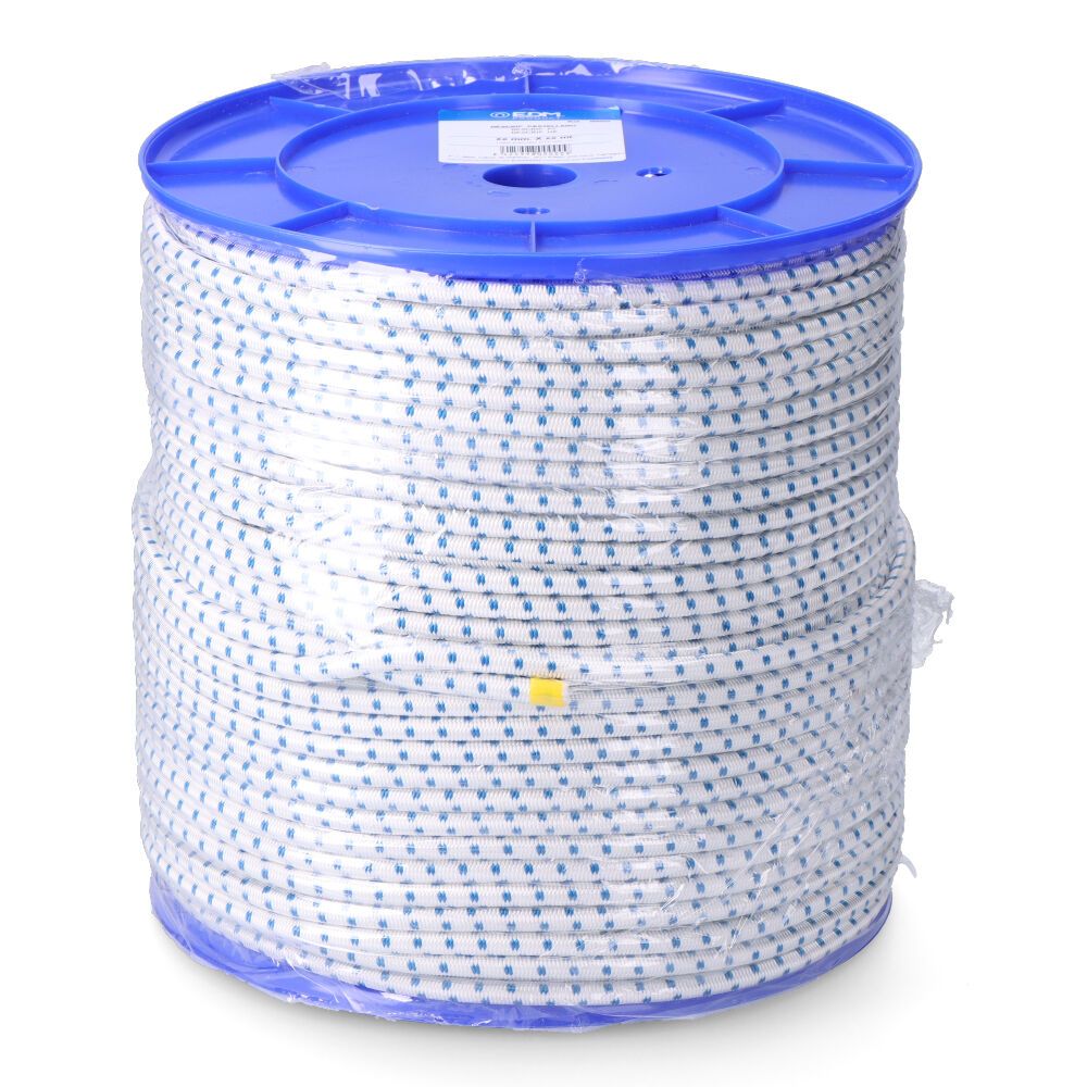 Cuerda de goma elástica blanca / azul poliéster calibre 6 mm x 200 m