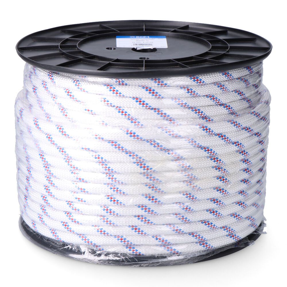 Cuerda driza trenzado poliéster blanco distintivo, calibre 6 mm x 300 m
