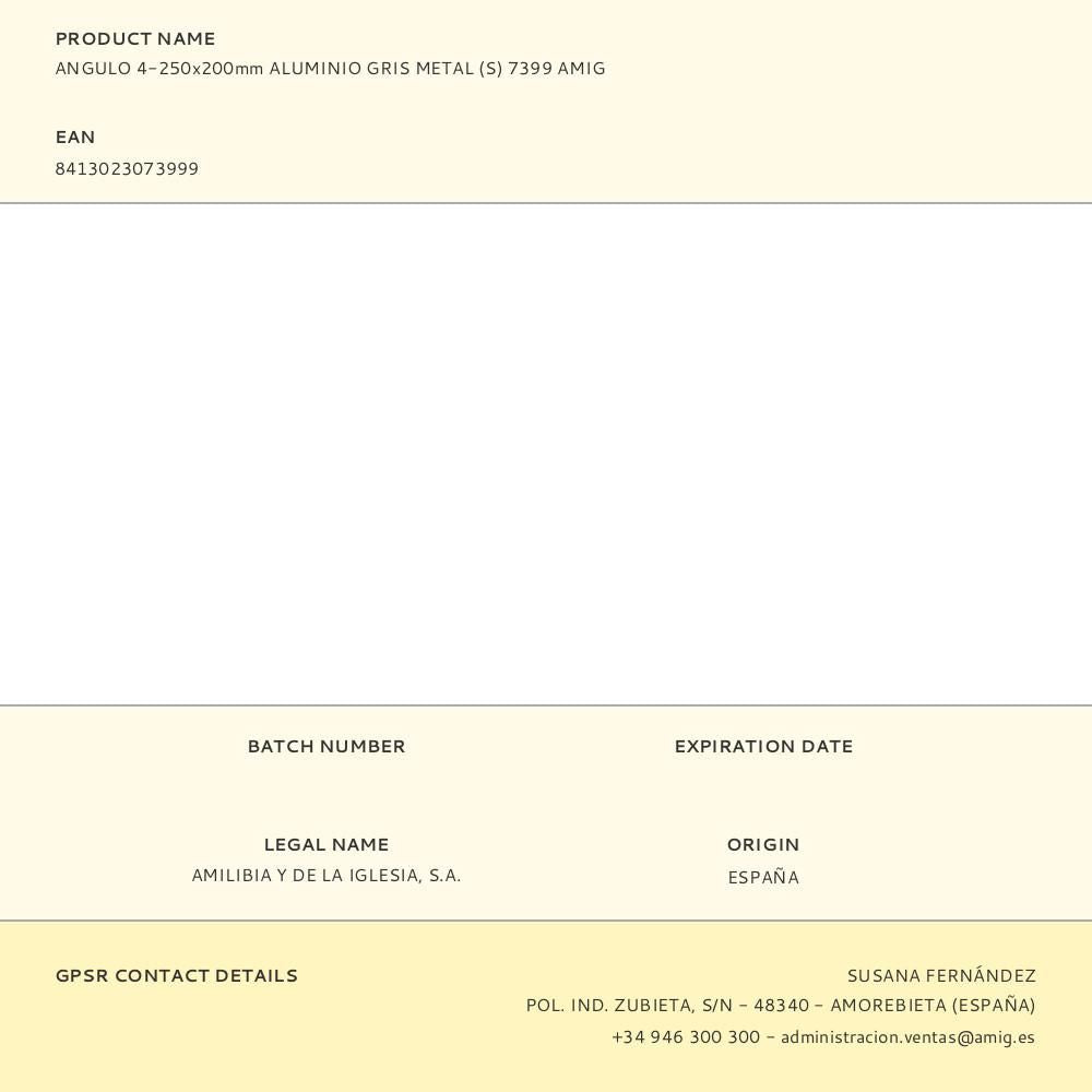 Angulo 4-250x200mm aluminio gris metal (s) 7399 amig