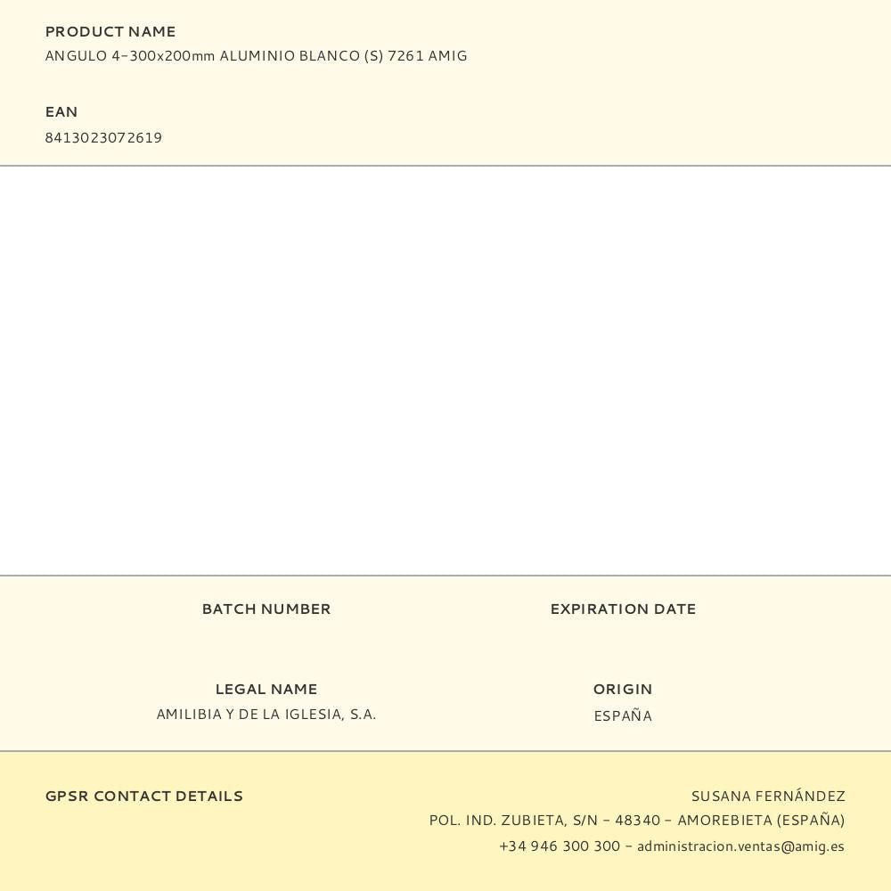 Angulo 4-300x200mm aluminio blanco (s) 7261 amig