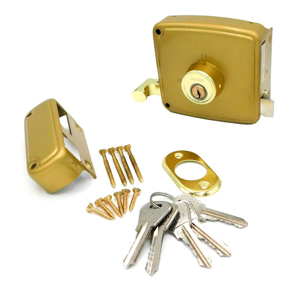Cerradura sobreponer crs02 izquierda 50 x 100 mm pintado oro