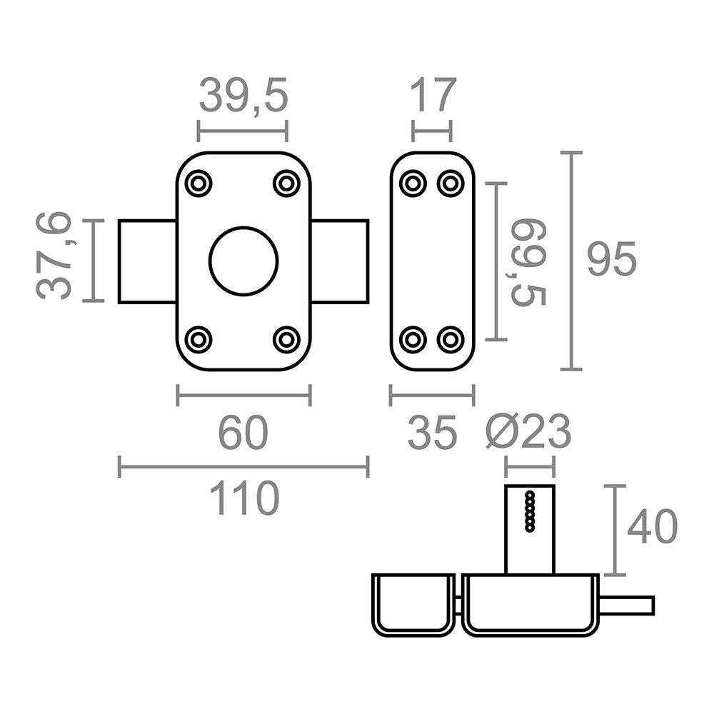 Cerrojo sobreponer ruleta crr15 pintado gris