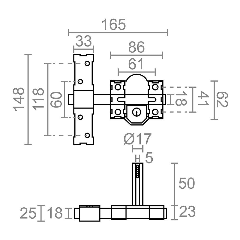 Cerrojo sobreponer crr09 86l/50 mm níquel
