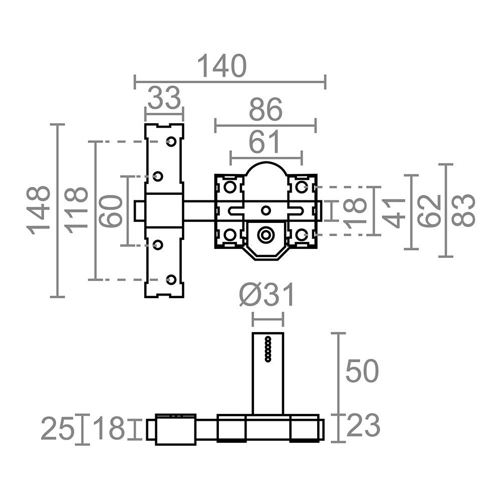 Cerrojo sobreponer crr10 86b/50 mm latón satinado